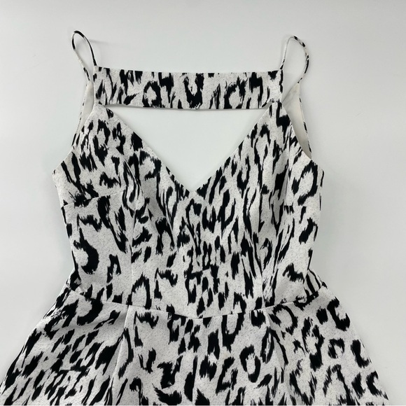 Finders Keepers Diamond Cheetah Black and White Playsuit Open Back Romper - Picture 5 of 13